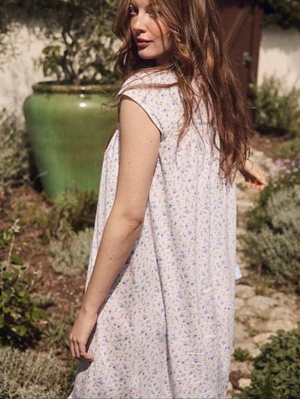 Eileen West Rosebud Print Cap Sleeve Sweetheart Neck Jersey Knit Night Dress L